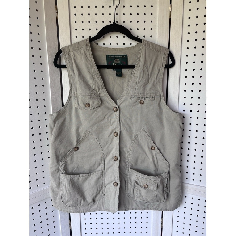 VTG Orvis Size M Cotton Quilted Pocket Vest Hunt Fish Outdoor Riding Beige‎